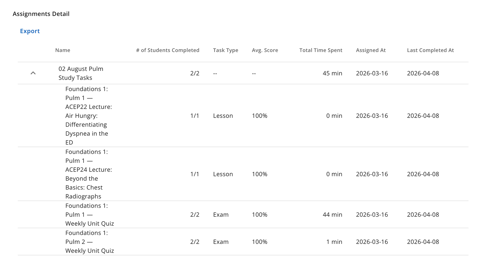 PEER_ConsoleAnalytics_AssignmentReport.png