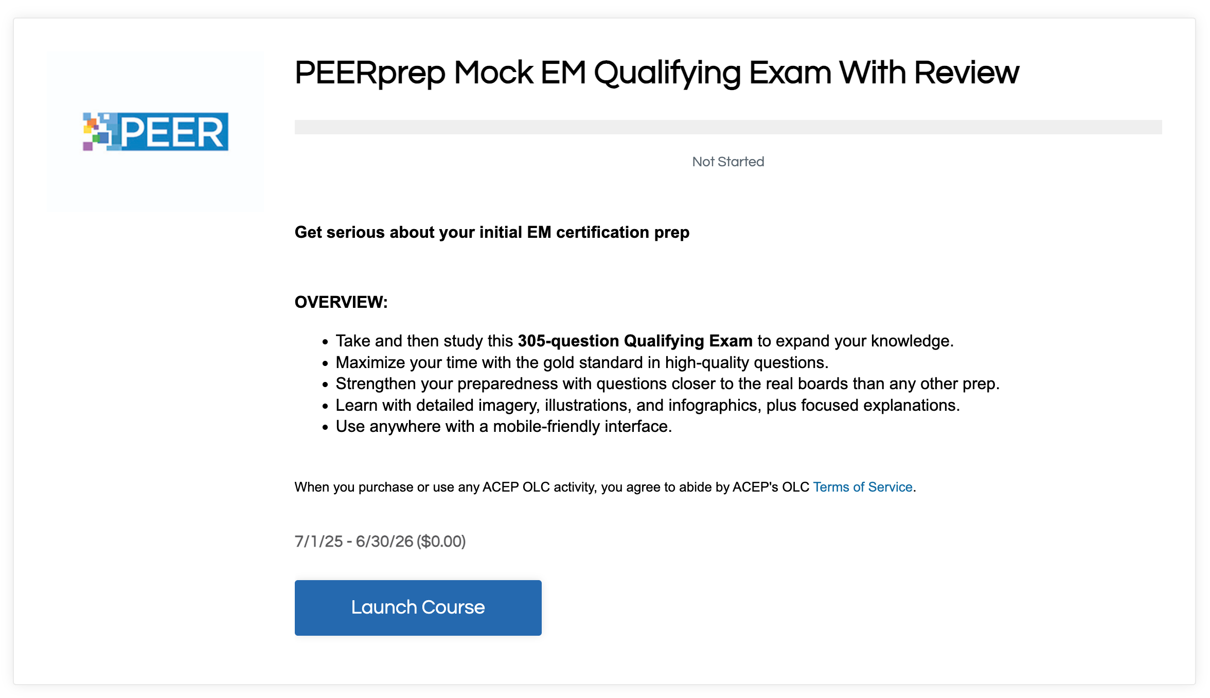 PEERprep Qualifying Exam Card
